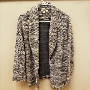 Max Studio Navy and Cream Textured Cardigan